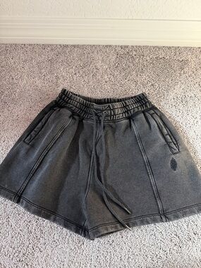 Free People Washed Charcoal Drawstring Athletic Shorts